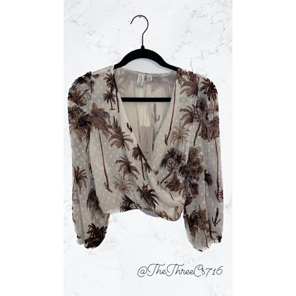 Womens Joie Long Sleeve Shirt XS Palm Tree and Cactus Print NWT